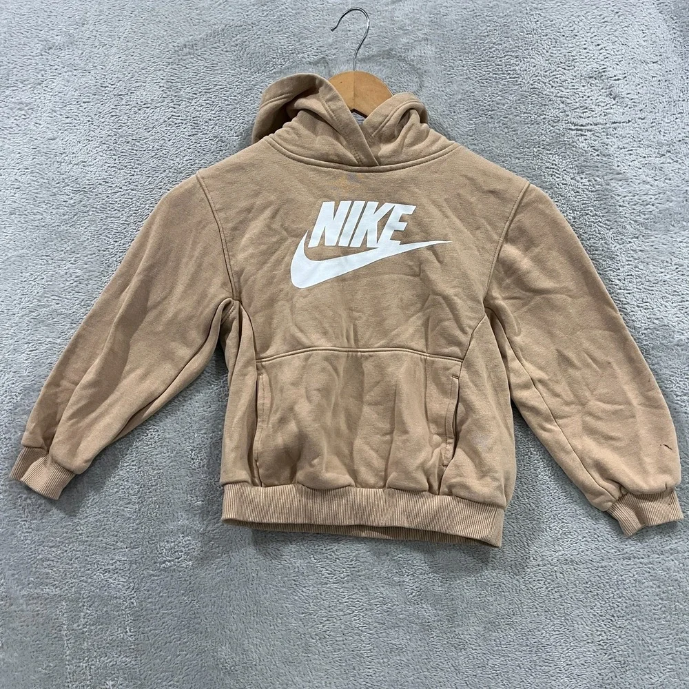Nike Sportswear Club Hoodie Kids 6M (5-6 Years) Brown Fleece Lined Warm Winter